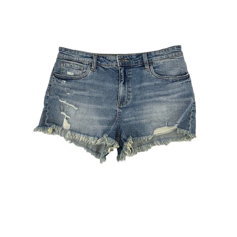 Kut Size 12 Women Jane High Rise Denim Mini Shorts Jean Distressed AB31